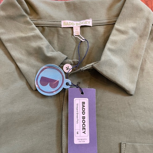 NWT Men's BADD BOGEY Green Short Sleeve Golf Active Pima Cotton Blend Polo Shirt - Picture 7 of 9